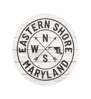 Personalized Eastern Shore Maryland Compass Whitewash Circle
